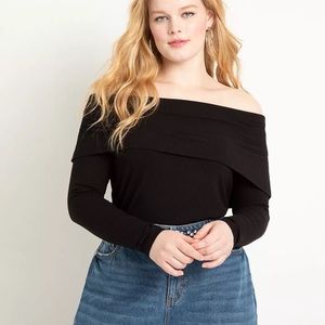Eloquii Black Off the Shoulder Top